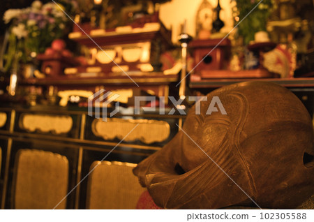 wooden fish in temple wooden fish in temple 102305588