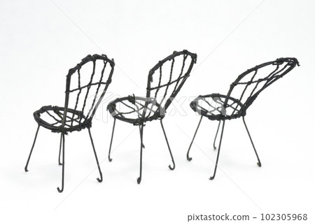 3 black chairs on a white background 102305968