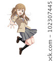 High school girl with a bright pose (wink) 102307445