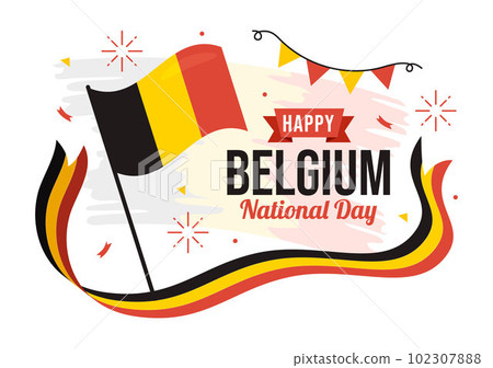 Happy Belgium Independence Day on July 21 Vector Illustration with Waving Flag Background in Flat Cartoon Hand Drawn for Landing Page Templates Happy Belgium Independence Day on July 21 Vector Illustration with Waving Flag Background in Flat Cartoon Hand Drawn for Landing Page Templates 102307888