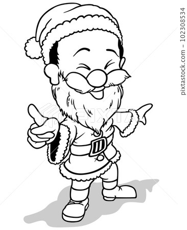 Drawing of a Smiling Santa Claus Pointing Drawing of a Smiling Santa Claus Pointing 102308534