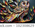 cut paper owl, paper machette mobile, high art, concept art 102308629