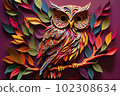 cut paper owl, paper machette mobile, high art, concept art 102308634