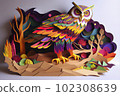 cut paper owl, paper machette mobile, high art, concept art 102308639