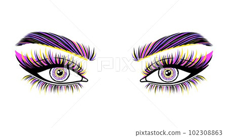 Female eyes with long lashes 102308863