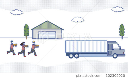 初創公司成員開著重型卡車離開車庫 102309020