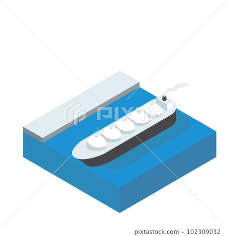 Isometric illustration of a tanker carrying LNG Isometric illustration of a tanker carrying LNG 102309032