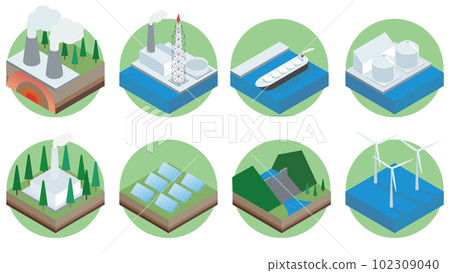 Energy related simple icon set Energy related simple icon set 102309040