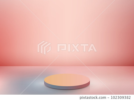 3D realistic minimal style empty pink podium on studio room pink background 102309382