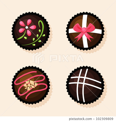 Collection of Chocolate Bonbon Dessert Illustration 102309809