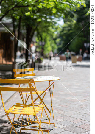 Tables and chairs on Marunouchi Naka-dori <Marunouchi, Chiyoda-ku, Tokyo/May> 102309881