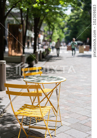 Tables and chairs on Marunouchi Naka-dori <Marunouchi, Chiyoda-ku, Tokyo/May> 102309883