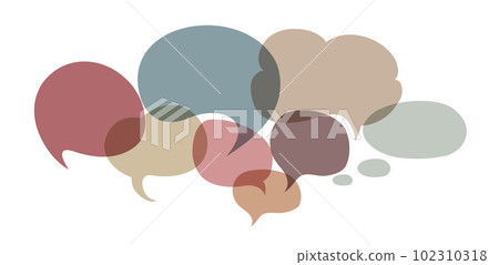 Colored speech bubble. Communication concept. Social network. Colored cloud. Speak - discussion - chat. Symbol talking and communicate. Dialogue and Friendship diverse cultures 102310318