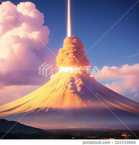 Mt.Fuji eruption AI generated image 102310868