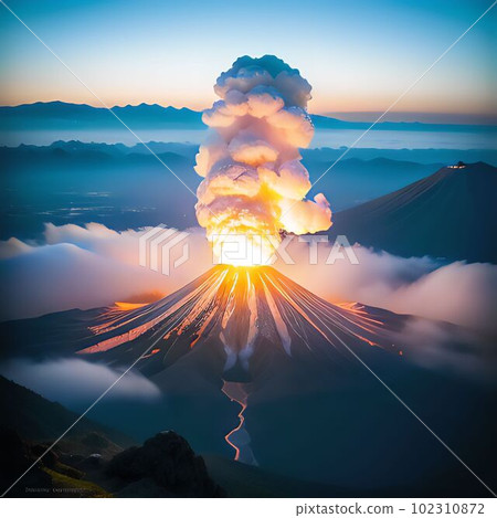 富士山噴發 AI 生成的圖像 102310872