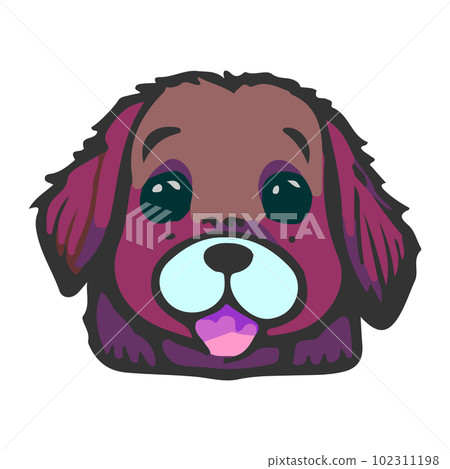 Vector Cute sticker dog. Colored Puppy drawn in cartoon style. Vector Cute sticker dog. Colored Puppy drawn in cartoon style. 102311198