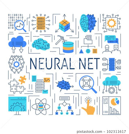 Artificial neural network banner in line style 102311617