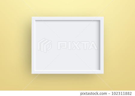 Decorative frame, photo frame with white rims on a yellow background, design element Decorative frame, photo frame with white rims on a yellow background, design element 102311882