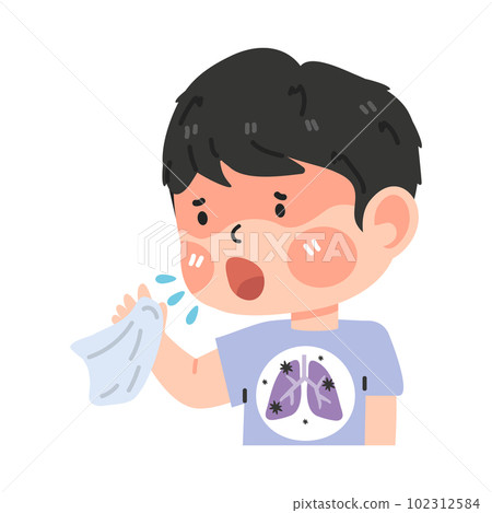 Kid sneeze because of flu - Stock Illustration [102312584] - PIXTA