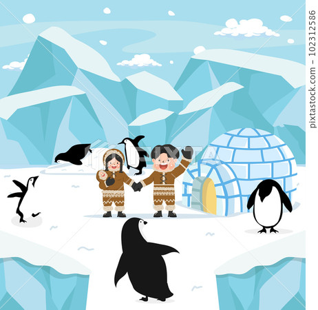 Cartoon nature North pole Arctic flat 102312586