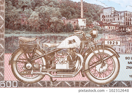 Old motorcycle Jawa 500 OHV from money 102312648