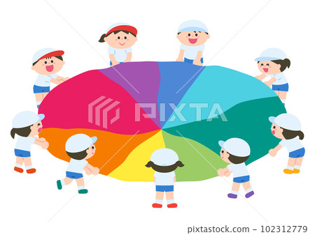 Athletic meet, para-balloons, standing rims around 102312779