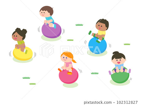 Sports day competition Hopping ball competition Sports day competition Hopping ball competition 102312827