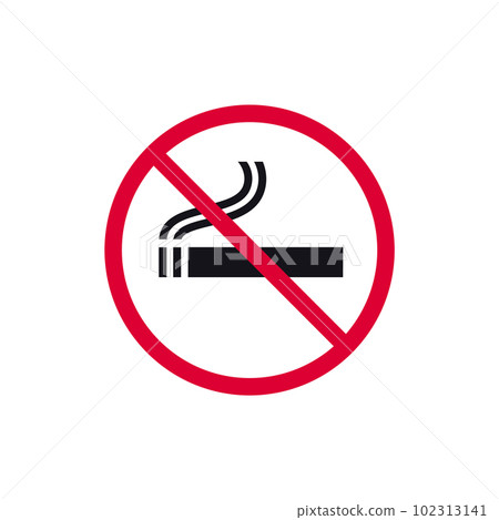 No smoking prohibited sign, no tobacco day forbidden modern round sticker, vector illustration No smoking prohibited sign, no tobacco day forbidden modern round sticker, vector illustration 102313141
