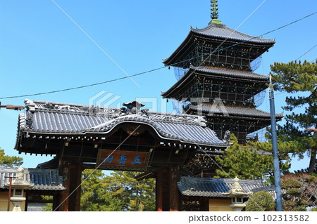 [香川縣]四國聖地“善通寺第75號”總本山善通寺（南大門和五層寶塔） 102313582