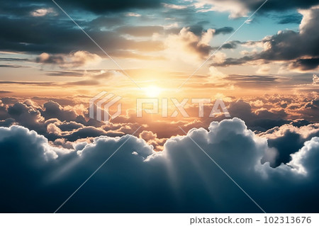 Majestic Sunset Sky with Vibrant Shades. created with Generative AI Majestic Sunset Sky with Vibrant Shades. created with Generative AI 102313676