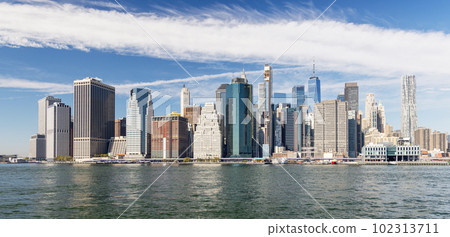 Iconic NYC skyline viewed from Brooklyn 102313711