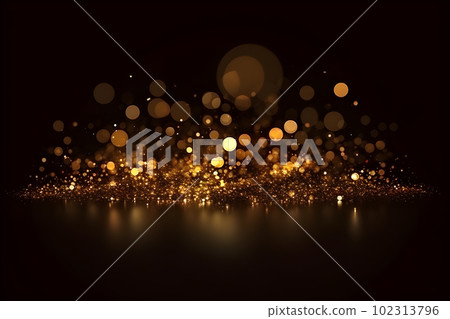 Glittering Vintage Lights in Dark Gold and Black Background. created with Generative AI Glittering Vintage Lights in Dark Gold and Black Background. created with Generative AI 102313796