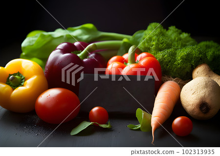 Assortment of colorful and healthy fresh food. created with Generative AI 102313935