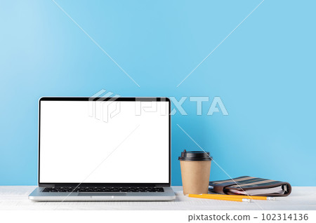 Laptop with blank screen for your message, app or web Laptop with blank screen for your message, app or web 102314136