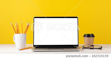 Laptop with blank screen for your message, app or web Laptop with blank screen for your message, app or web 102314139