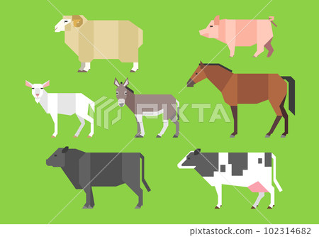 Livestock illustration set (sheep, pig, goat, donkey, horse, cow) Livestock illustration set (sheep, pig, goat, donkey, horse, cow) 102314682
