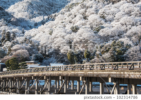 Kyoto Arashiyama in winter Snow scene of Togetsukyo Bridge Kyoto Arashiyama in winter Snow scene of Togetsukyo Bridge 102314786