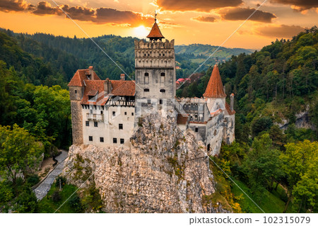 Bran Castle at sunset. The famous Dracula's castle in Transylvania, Romania Bran Castle at sunset. The famous Dracula's castle in Transylvania, Romania 102315079