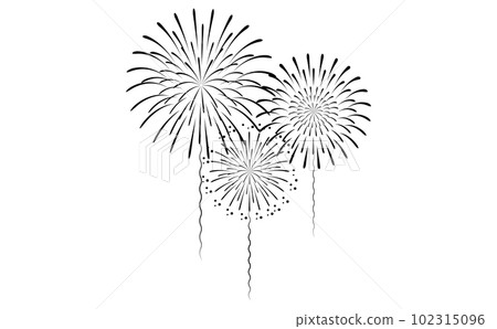 Black silhouette illustration of three fireworks 102315096