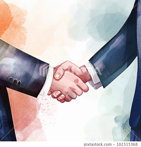 business handshake on watercolor background. Handshake concept illustration. Generative AI 102315368