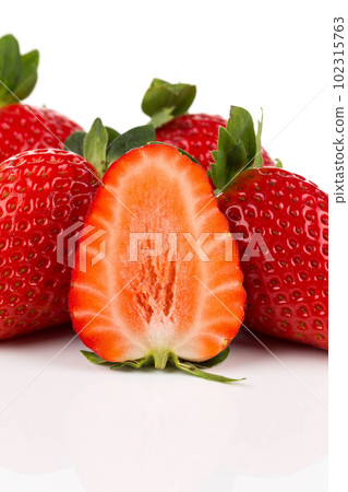 Red ripe strawberry fruits 102315763