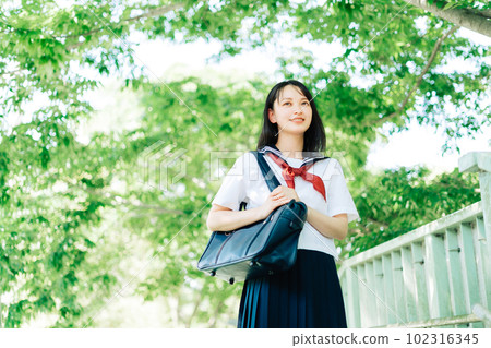 High school girl in summer uniform High school girl in summer uniform 102316345