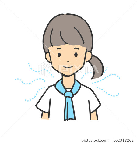 一個女人脖子上圍著一條冷毛巾 102318262