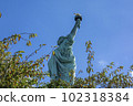 Statue of Liberty seen from behind - Iconic Landmark of New York 102318384