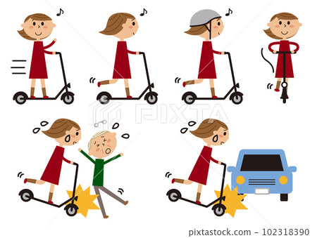 電動踢水板和女人與事故插圖集 102318390