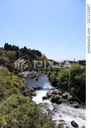 世界文化遺產白絲瀑布附近的芝川吊橋（靜岡縣富士宮市） 102318867