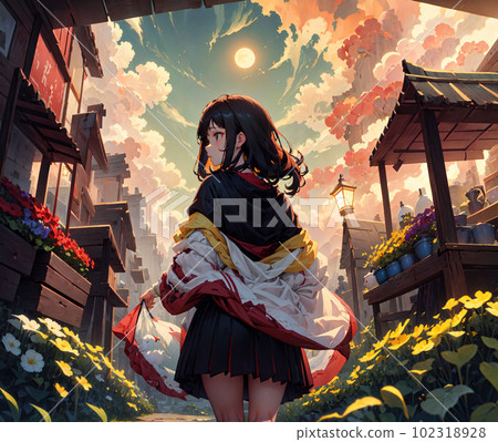 evening and girl 102318928