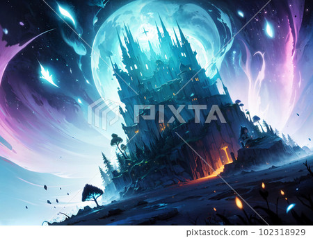 giant castle at night giant castle at night 102318929