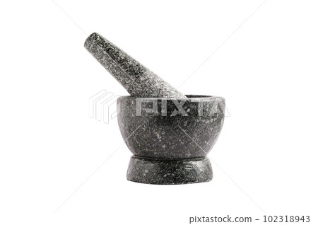 Stone mortar isolated on white background with clipping path. Stone mortar isolated on white background with clipping path. 102318943