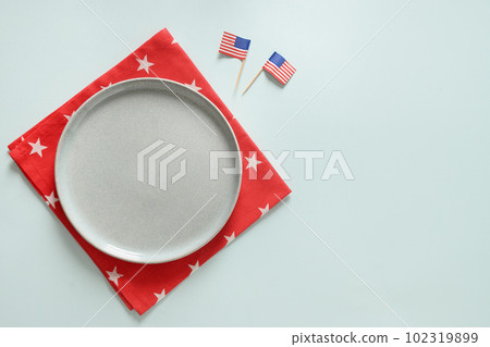 Table setting for Independence Day on blue. Table setting for Independence Day on blue. 102319899